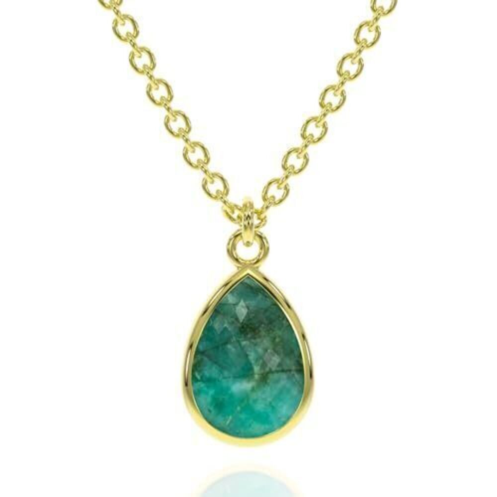 2714 Emerald Necklace , Premium Gold Pear Drop Necklaces - Tarnish Free 18K